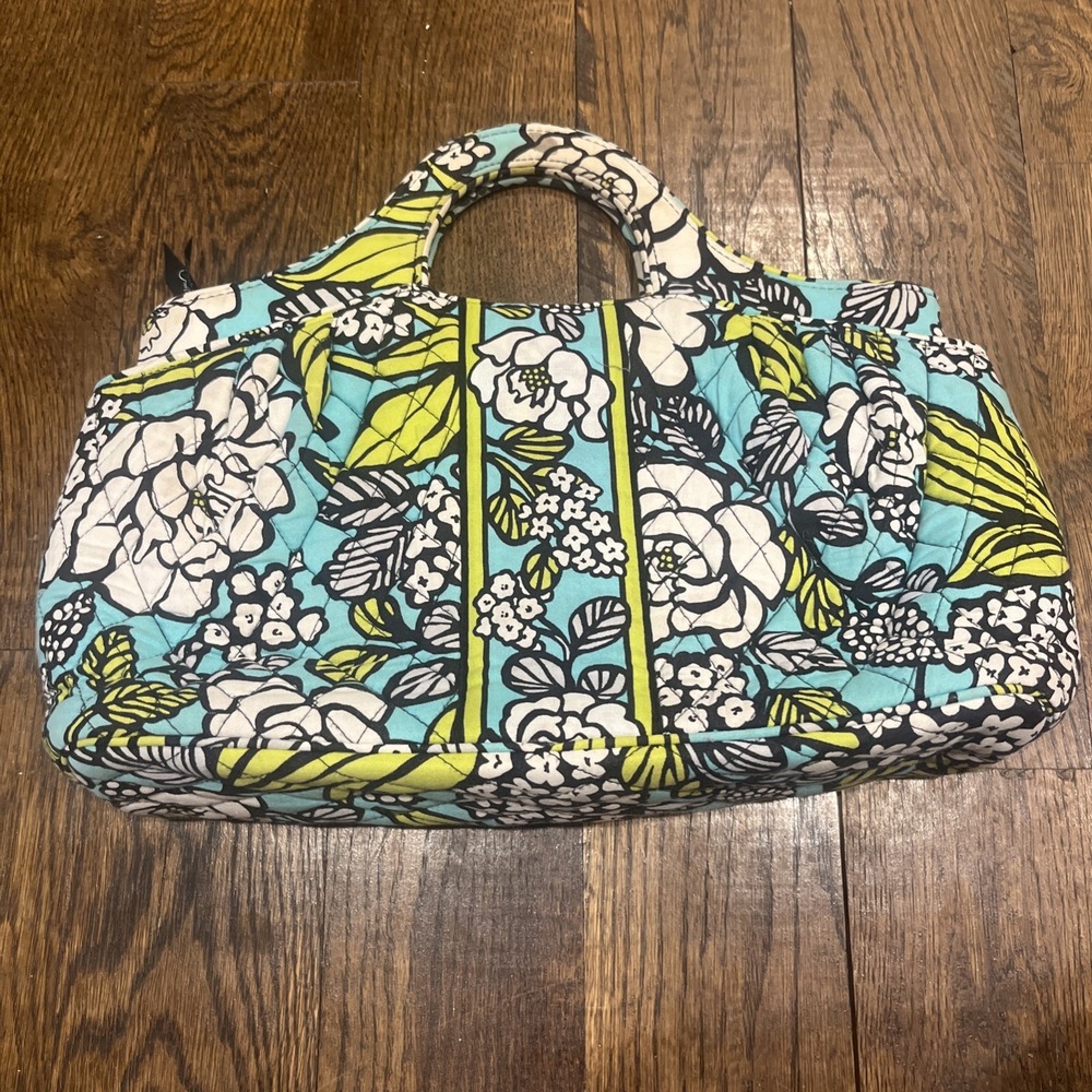 Vera Bradley Abby Purse Handbag Satchel Island Blooms Aqua Blue Floral RETIRED - Picture 2 of 8